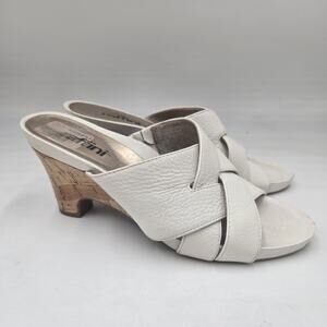 Umberto Raffini Womens White Leather Slide Wedge Sandal - 6.5M 37 EUR Open Toe
